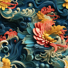 seamless pattern Asian traditional ornaments design background