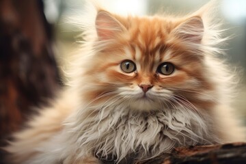 Closeup of a fluffy kitten Adorable kitten Beautiful cute little cat closeup