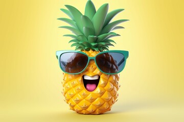 Cheerful Happy pineapple character. Creative design. Generate AI