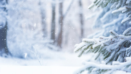 snowy forest. Generative AI.