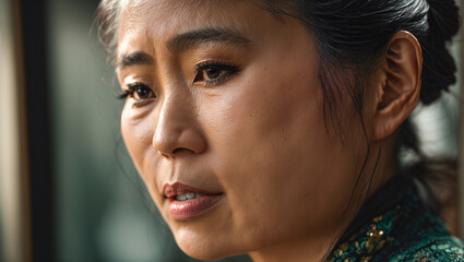 Portrait of a sad Asian woman