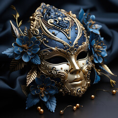 Blue and silver venetian carnival mask - obrazy, fototapety, plakaty