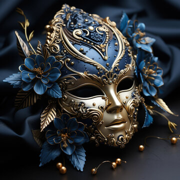 Blue and silver venetian carnival mask