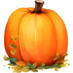 Sjngle Whimsical watercolor autumn pumpkin illustration