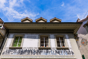 Dans les rues de la vieille ville de Berne capitale de la Suisse