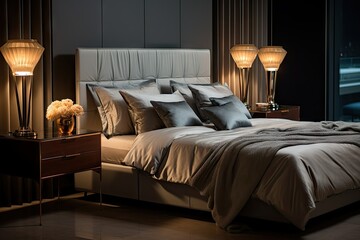 Elegant Bedroom with Velvet Headboard