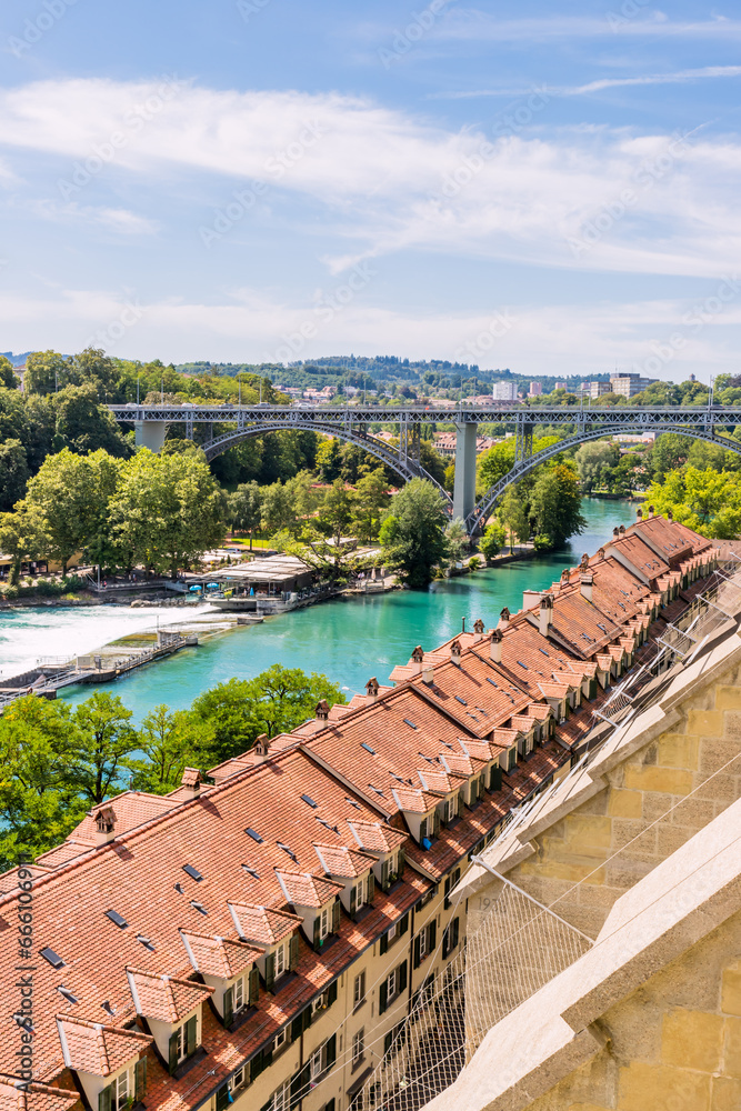 Poster La rivière de l'Aar et la ville de Berne en Suisse