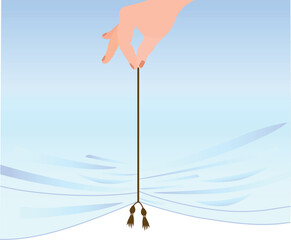 Curtain lifting up and hand design