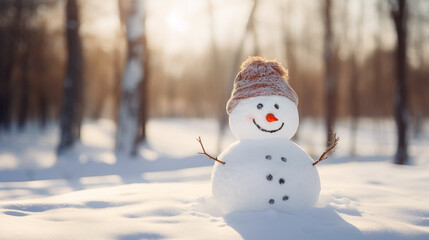 Fototapeta premium Snowman in winter and Christmas festival. 