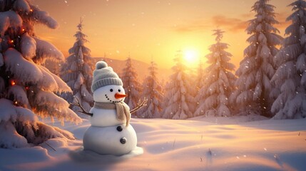 Obraz premium snowman in the snow