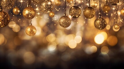 golden Chritsmas balls decoration background