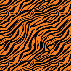 Seamless Vector Pattern in Orange & Black - Zebra Stripes Wildlife Seamless Pattern zebra pattern 