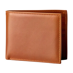 Brown leather wallet isolated on transparent background, Generative AI