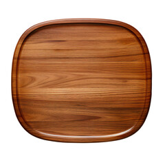 Brown wooden plate isolated on transparent background, Generative AI