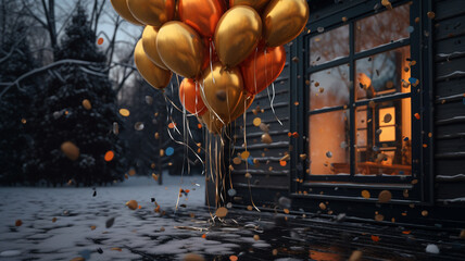 happy new year balloon - obrazy, fototapety, plakaty