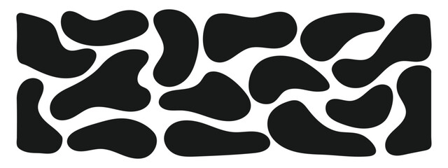 Abstract blob liquid doodle shape seamless pattern. Trendy minimalist style art background. Modern black and white wallpaper