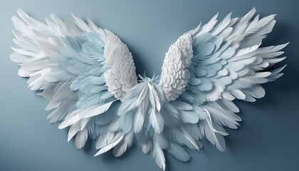 Fototapeta na wymiar A Flight of Grace: White Wings Unveiling Beauty Against a Heavenly Blue Tapestry