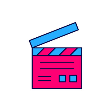 recommend clip art: Filled outline Movie clapper icon isolated on white background. Film clapper board. Clapperboard sign. Cinema production or media industry. Vector