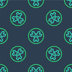 Line Biohazard symbol icon isolated seamless pattern on blue background. Vector