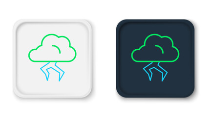 Line Storm icon isolated on white background. Cloud and lightning sign. Weather icon of storm. Colorful outline concept. Vector