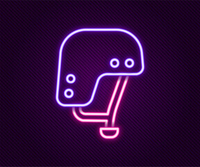 Glowing neon line Skateboard helmet icon isolated on black background. Extreme sport. Sport equipment. Colorful outline concept. Vector