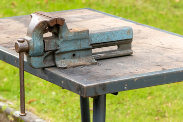 large vice on a table