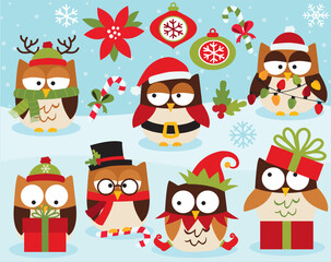 Obraz na płótnie Canvas Christmas Owls