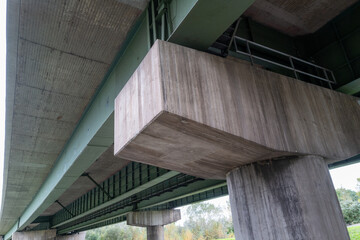 part of concret modern bridge over the river