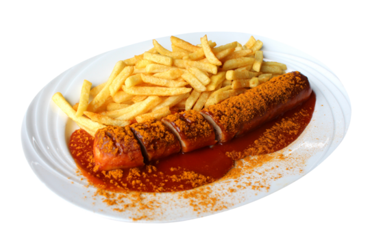 Currywurst : Berlin snack food / transparent background