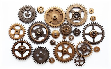 Realistic gears banner. collaboration and cooperation isolated on white background.