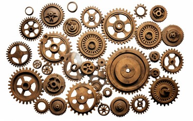 Realistic gears banner. collaboration and cooperation isolated on white background.