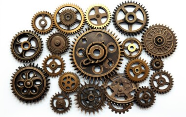 Realistic gears banner. collaboration and cooperation isolated on white background.