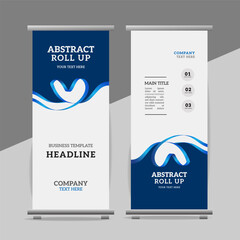  modern business roll up banner design display standee with creative ribbon
