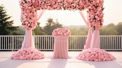 Dreamy Pink Skyline Wedding