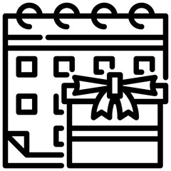 calendar gift. vector single icon with dashed line style. suitable for any purpose, for example: website design, mobile app design, logo, and anything.