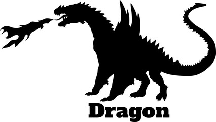 Dragon Silhouette SVG Vector The dragon is flying, the dragon is sitting, the dragon is standing, the dragon is crawling. Fire Dragon