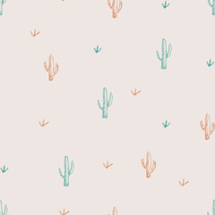 Cactus pattern. Vector seamless background ready for printing on textile and other seamless designs.