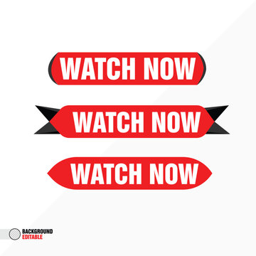Watch now buttons. Play video button set. Watch video now button for web site. UI element. Vector illustration eps editable 