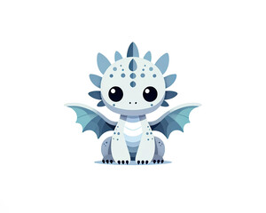 Adorable Blue Dragon With Spotted Scales Standing Playfully
