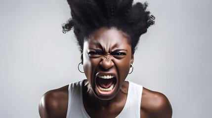 very furious angry black woman - obrazy, fototapety, plakaty