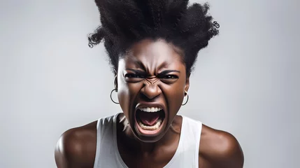 Fotobehang very furious angry black woman © fraudiana