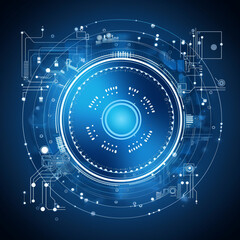 Abstract Futuristic Technology: White Gear Wheel on Circuit Board, Digital Telecoms Innovation in a Hi-Tech Blue Environment