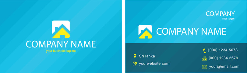 elegant clean blue business card design in minimal style
