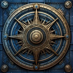 Fototapeta na wymiar blue mystical cosmos compass planet tarot card constellation navigation zodiac illustration