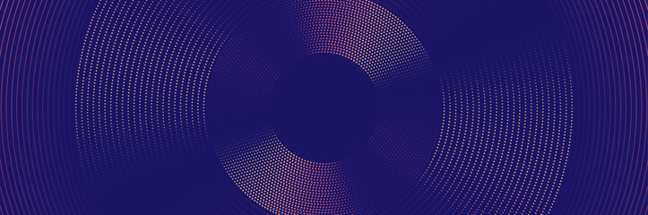 Abstract digital dynamic circle dots glowing line banner background. Modern futuristic hi-technology concept. Minimal trendy banner. Vector illustration