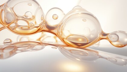 Glossy gold  Argan Oil Molecule ,Texture  of bubbles 