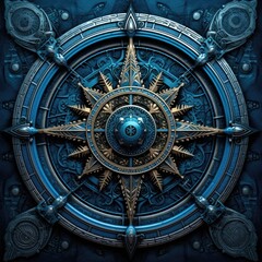 Fototapeta na wymiar blue mystical cosmos compass planet tarot card constellation navigation zodiac illustration