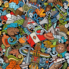Cartoon doodles Canada seamless pattern
