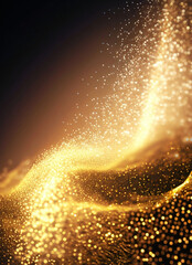 Golden glitter particles and waves, portrait, christmas, luxury, backgroumd
