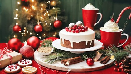 christmas cake with christmas tree